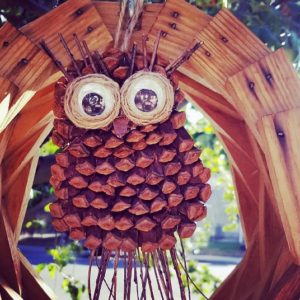 Pine Cone Owl Wall Hanging